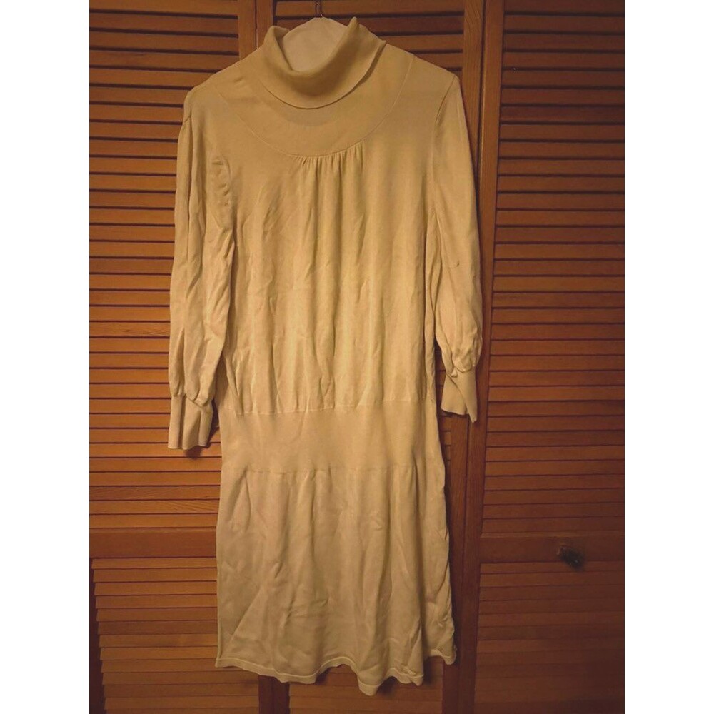 Peruvian Connection XL Cream Pima Cotton Drop Waist Turtleneck Dress